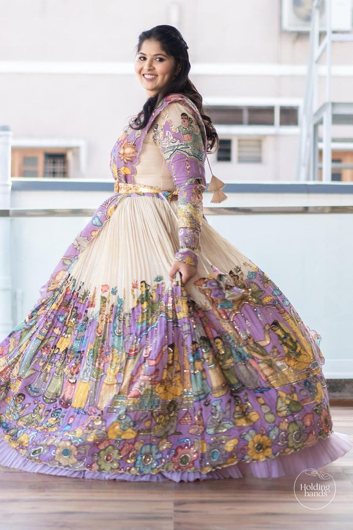 Couple Kalamkari Silk Lehenga