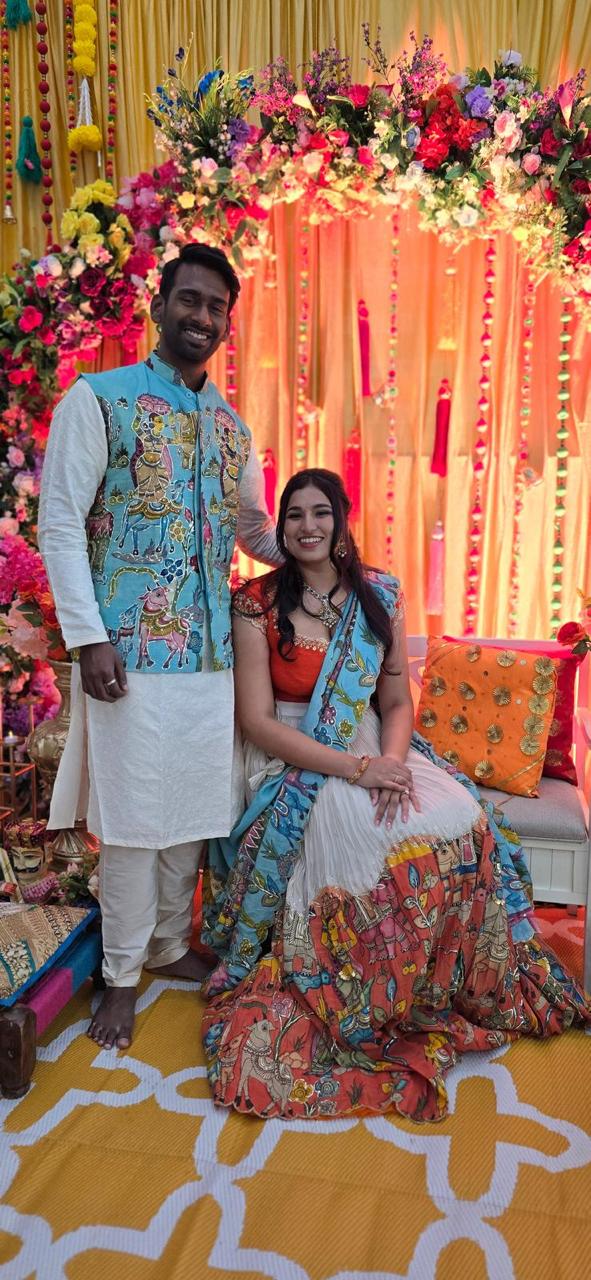 Blue Kalamkari Couple Combo