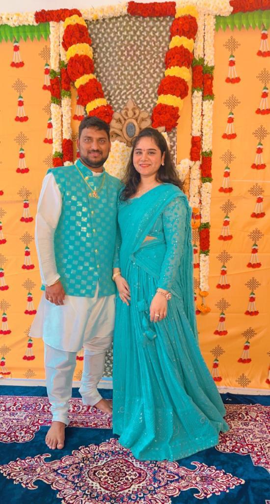 Sea Blue Chikankari Couple Combo