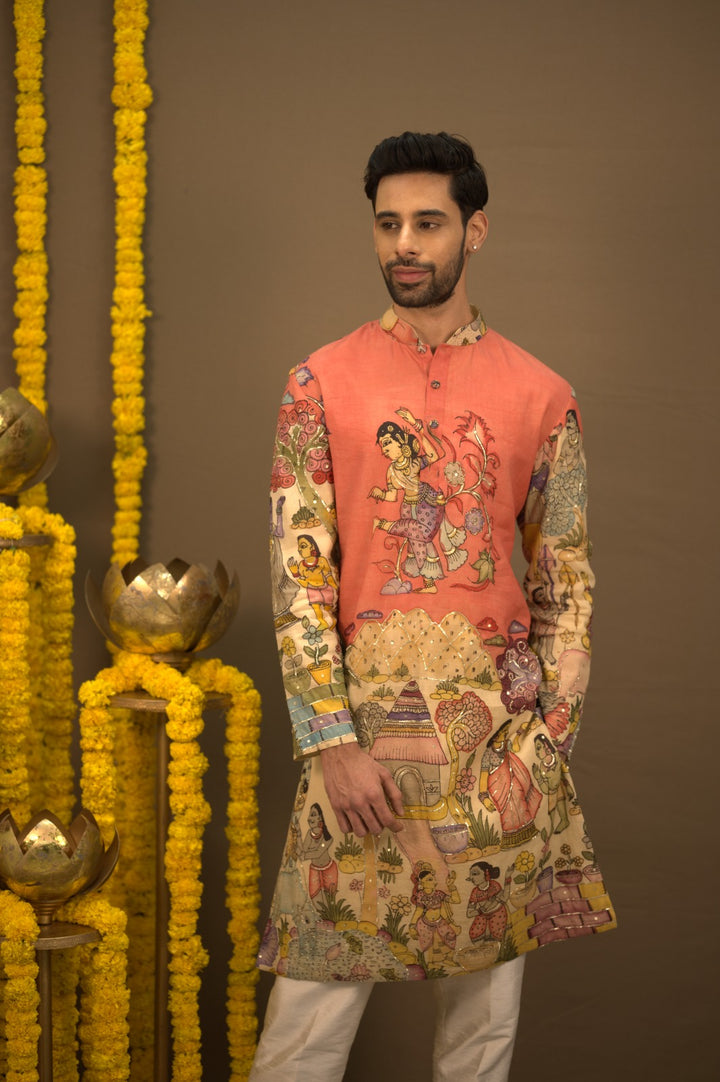 Pink Kalamkari Couple Combo