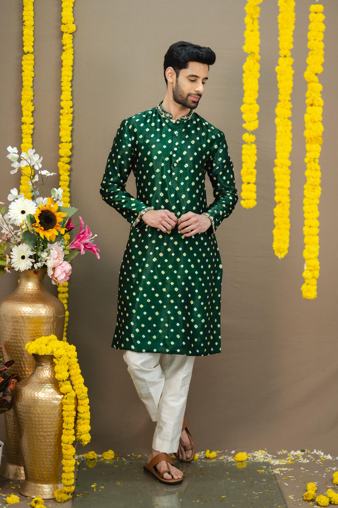 Green Bandani Kurta