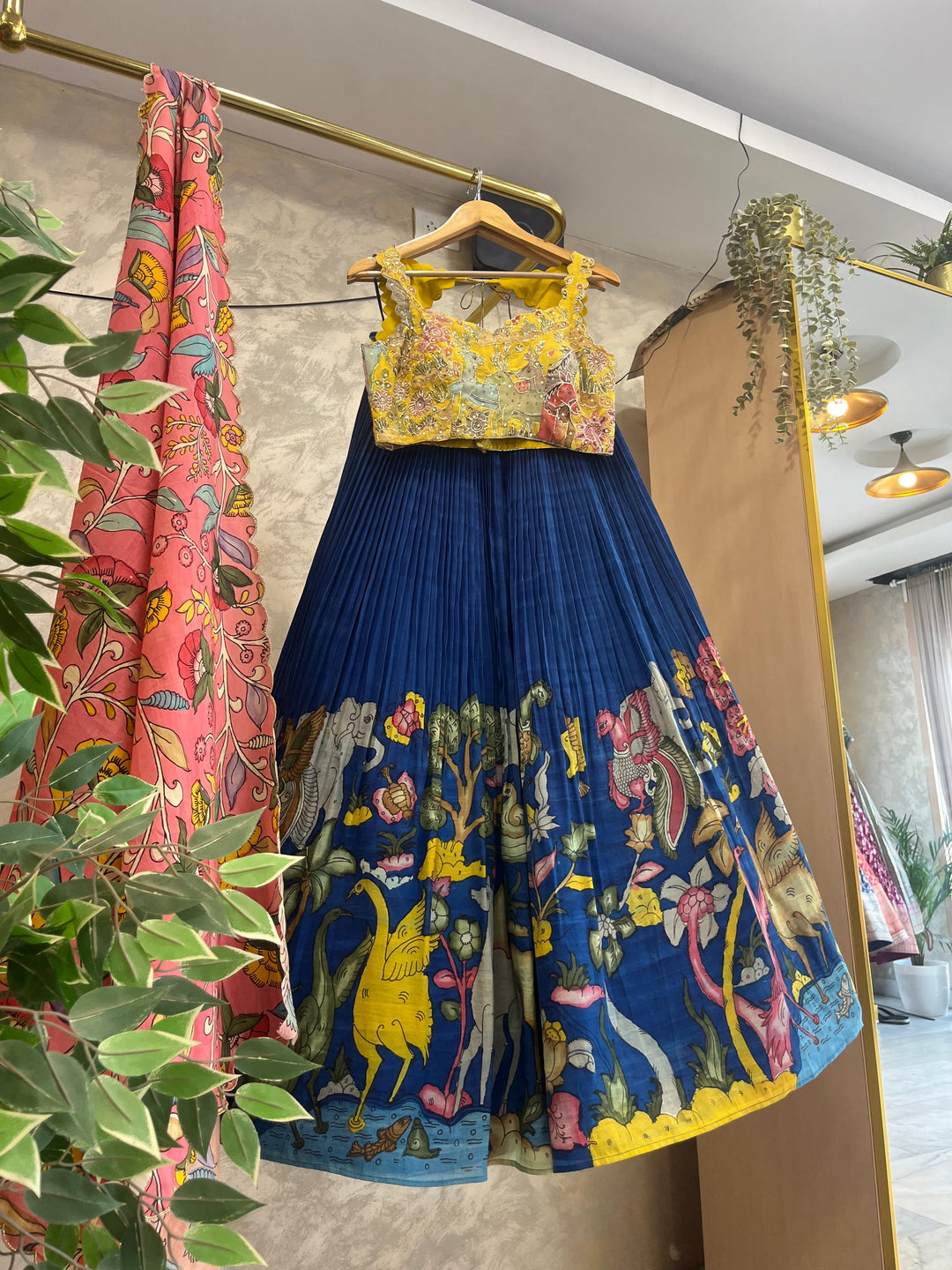 Blue Pen Kalamkari Lehenga