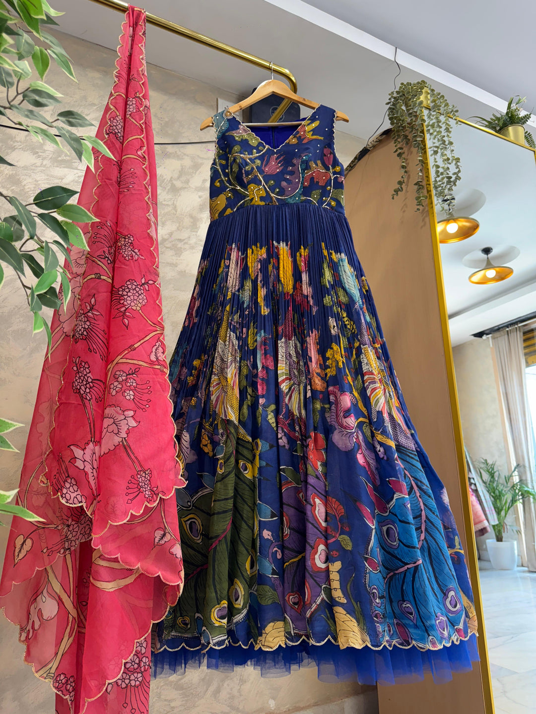 Purple Pen Kalamkari Silk Dress