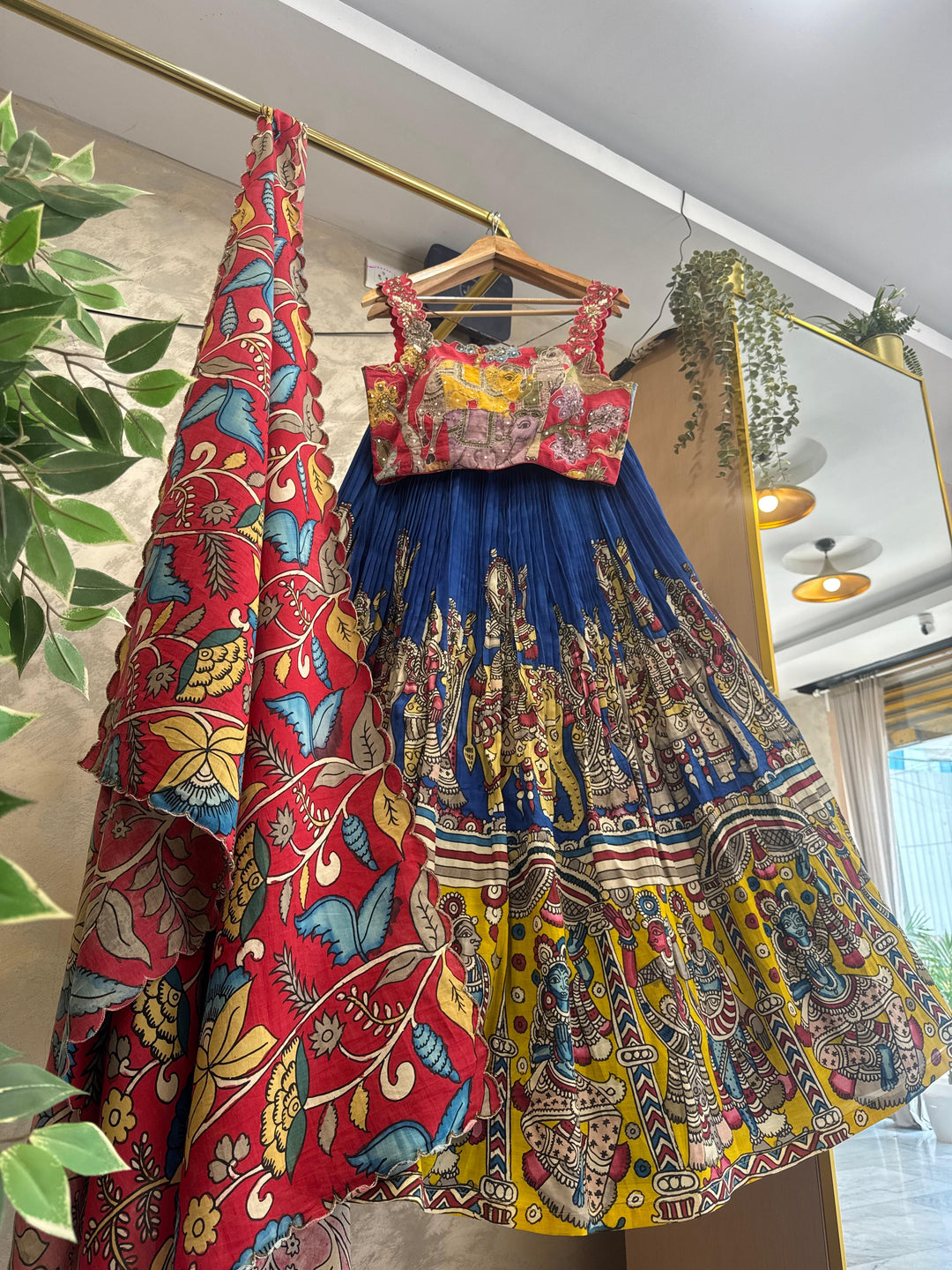 Blue Pen Kalamkari Lehenga