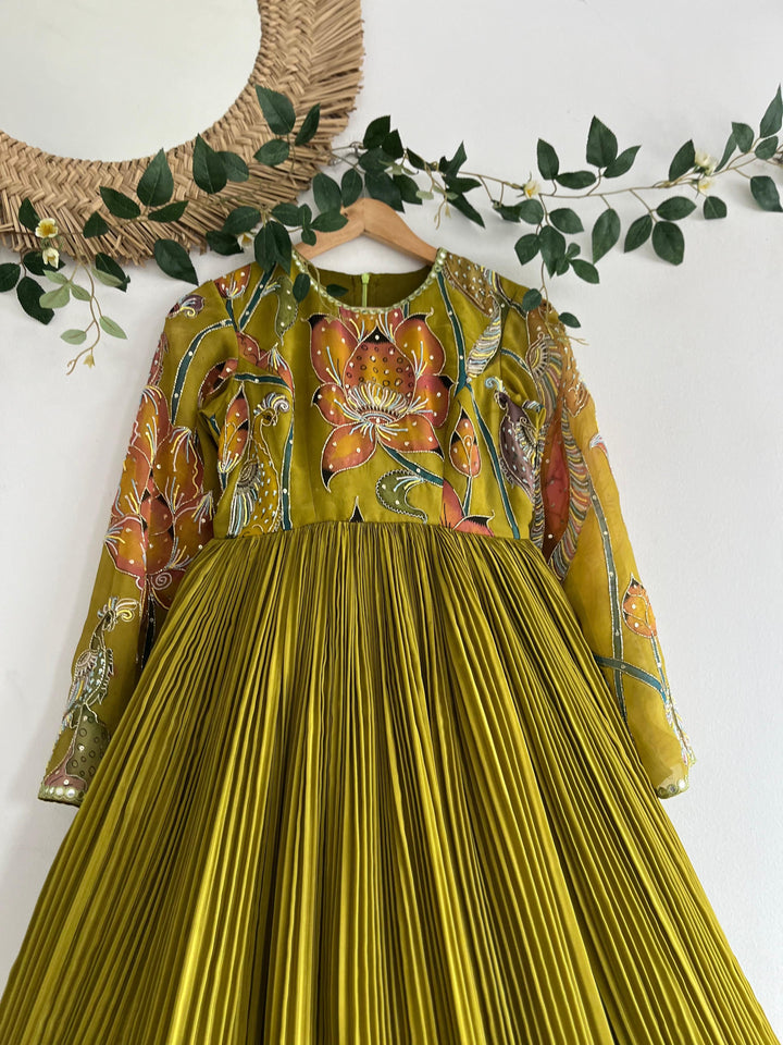 Mehndi Green Tissue Dress