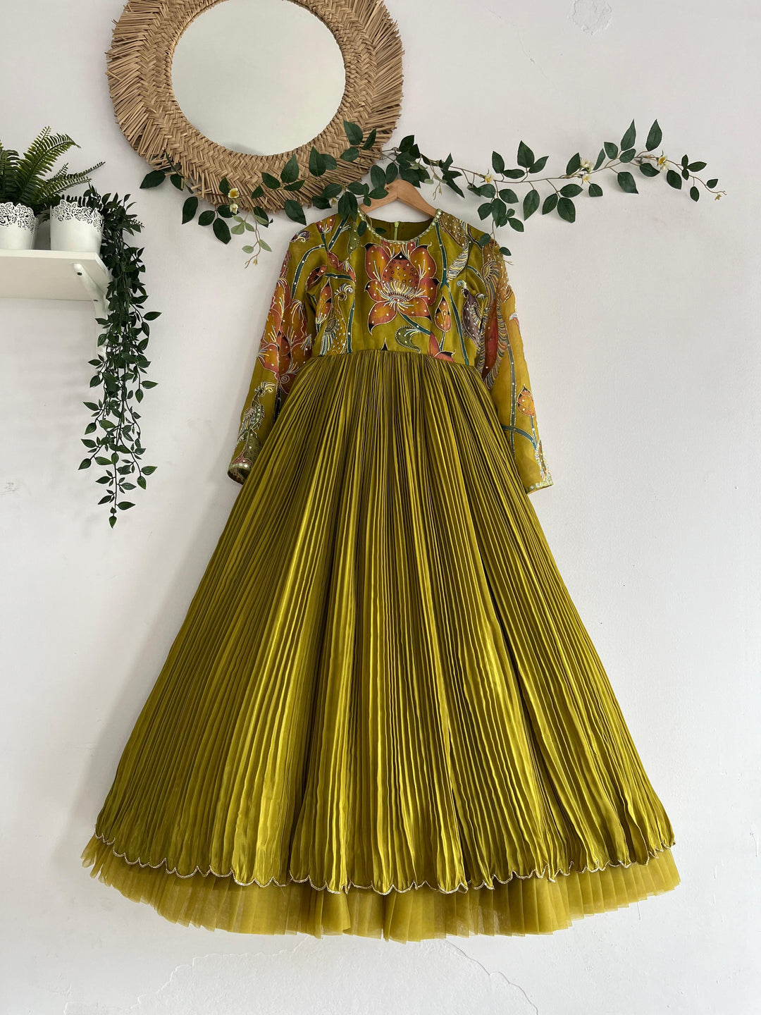 Mehndi Green Tissue Dress
