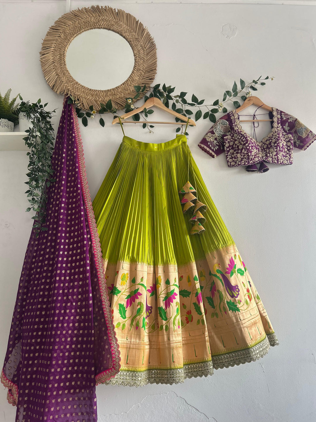 Green Paithani Silk Lehenga