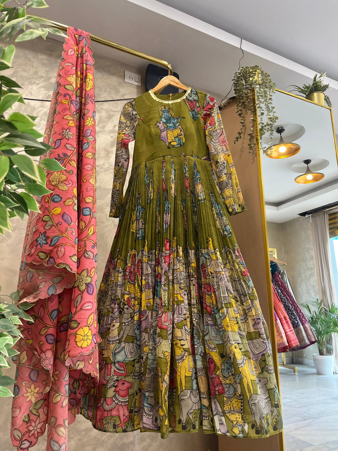 Mehndi Green Pen Kalamkari Dress