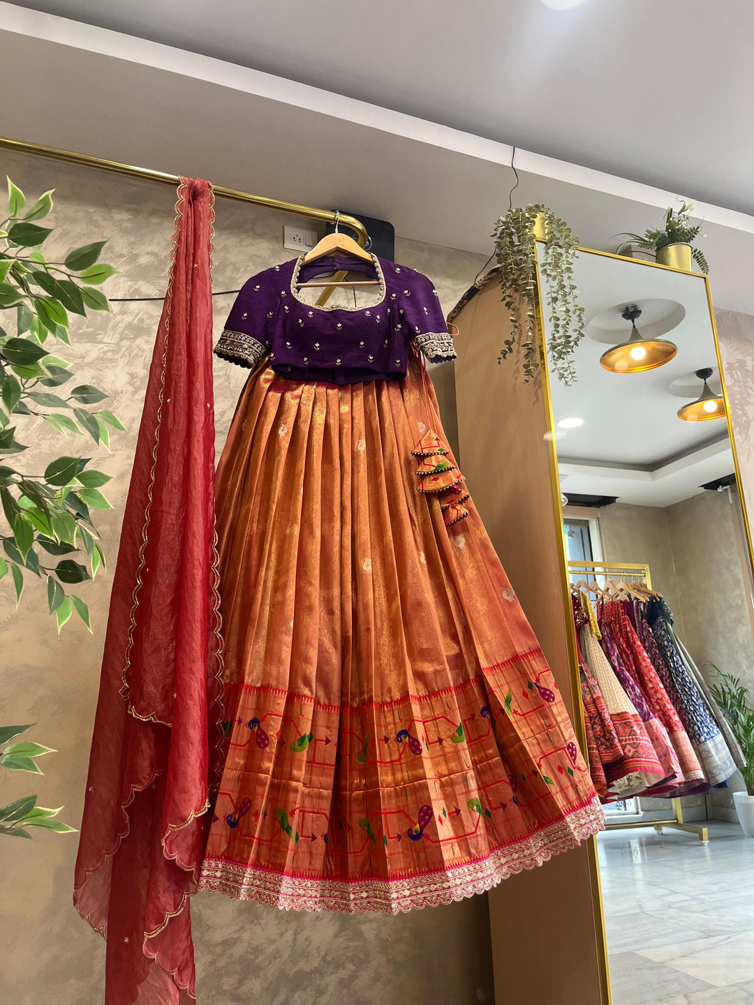 Pink Tissue Paithani Lehenga