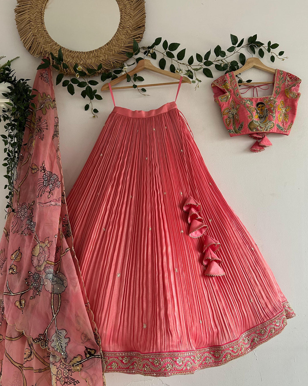 PeachishPink Tissue Lehenga
