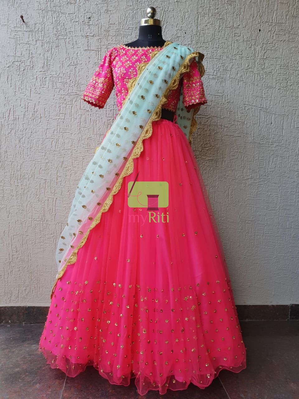 Pink Heavy Net Lehenga