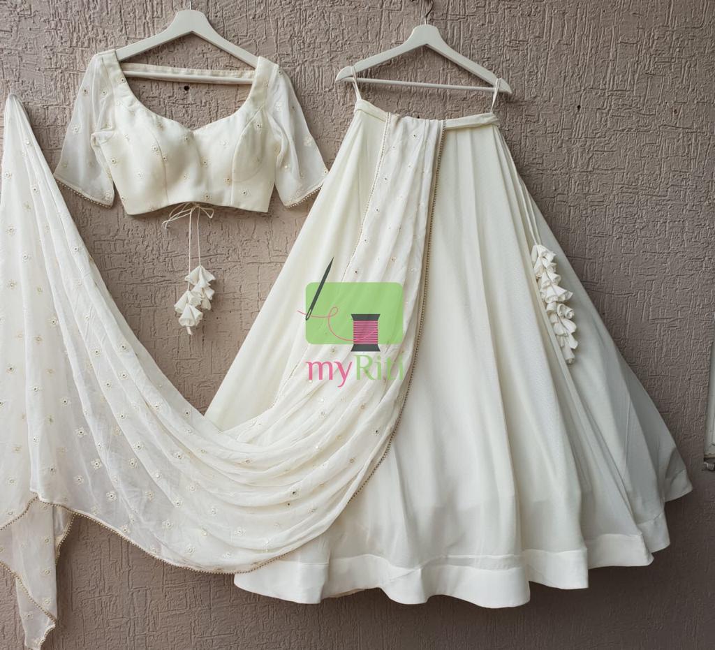 White Georgette Lehenga