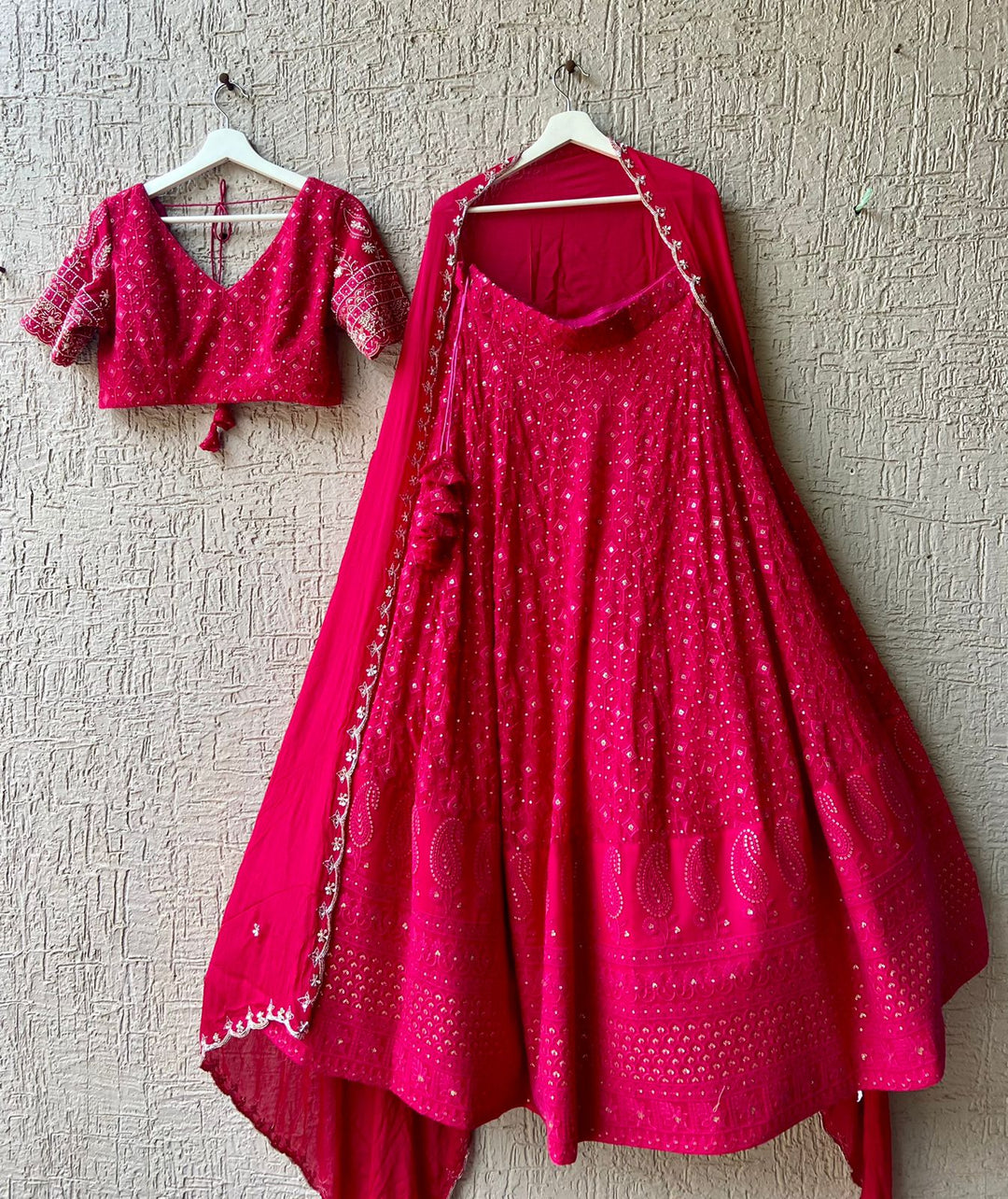 Pink Handwork Chikankari Lehenga