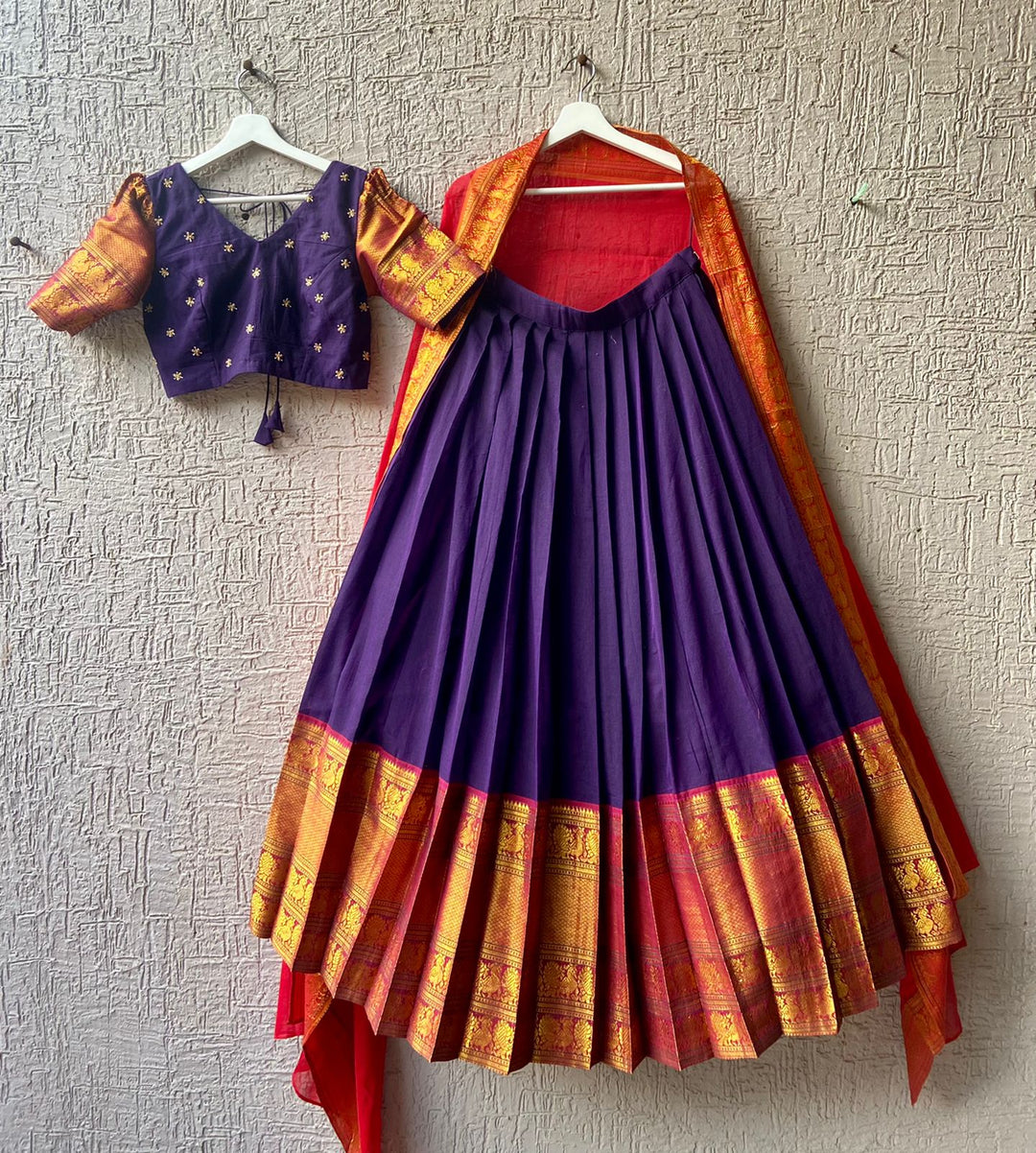 Dark Purple Narayanpet Lehenga