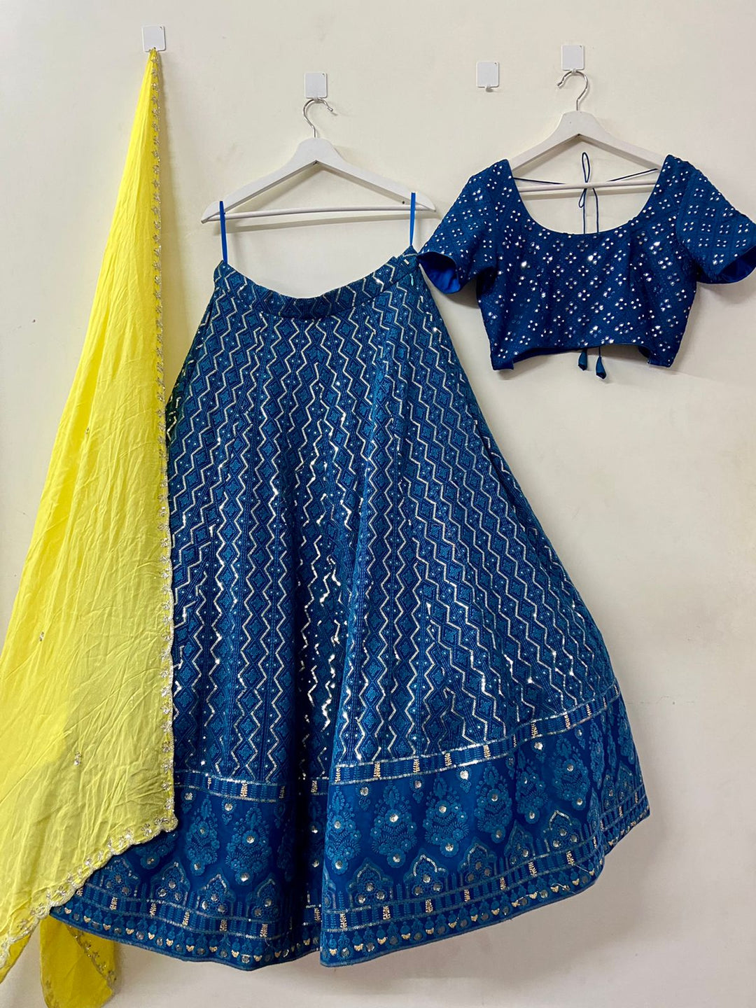 Peacock Blue Chikankari Lehenga