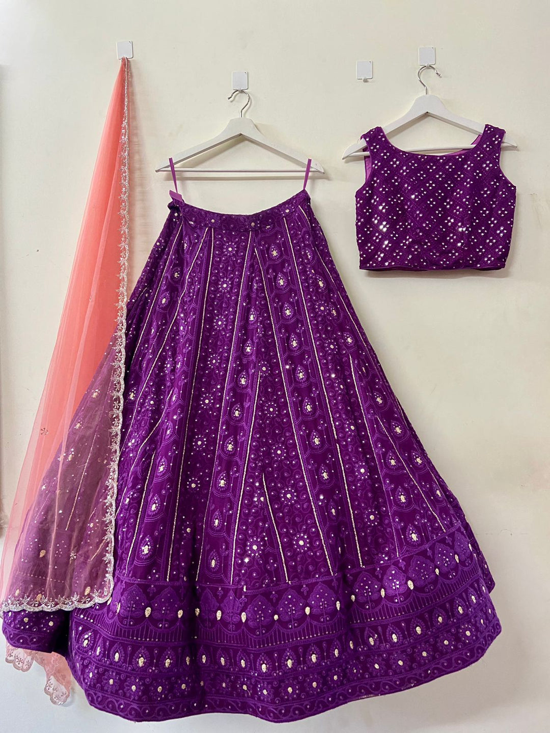 Purple Chikankari Lehenga