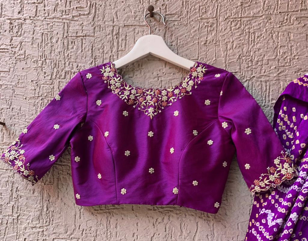 Luxurious Purple Mangalgiri Lehenga from myRiti.com, featuring exquisite traditional motifs on high-quality fabric, perfect for adding a touch of elegance to any festive occasion.