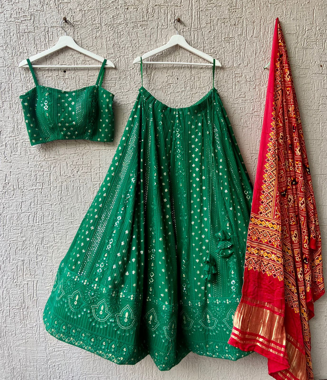 Green Chikankari Lehenga
