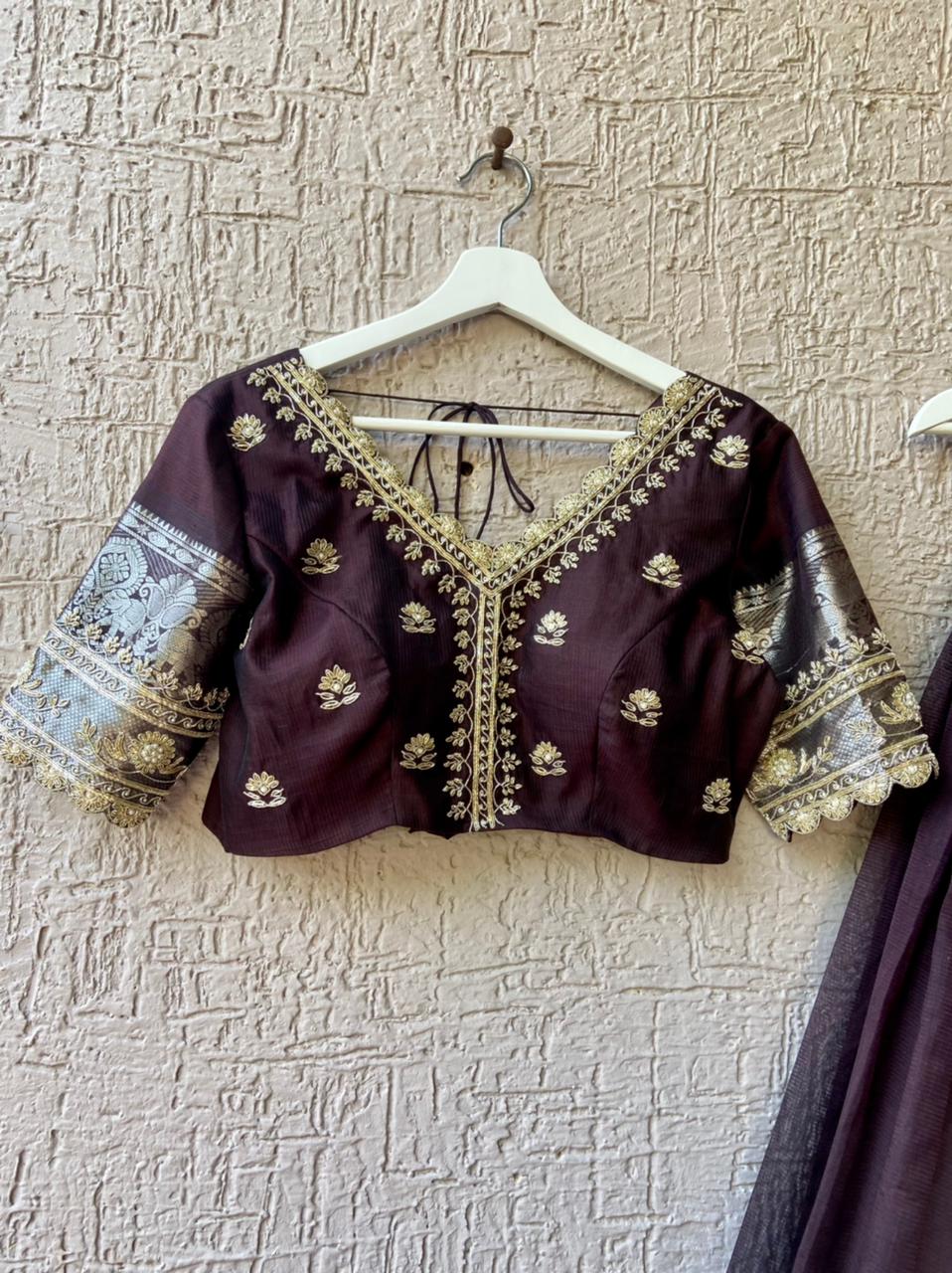 Coffee Mangalgiri Silk Lehenga