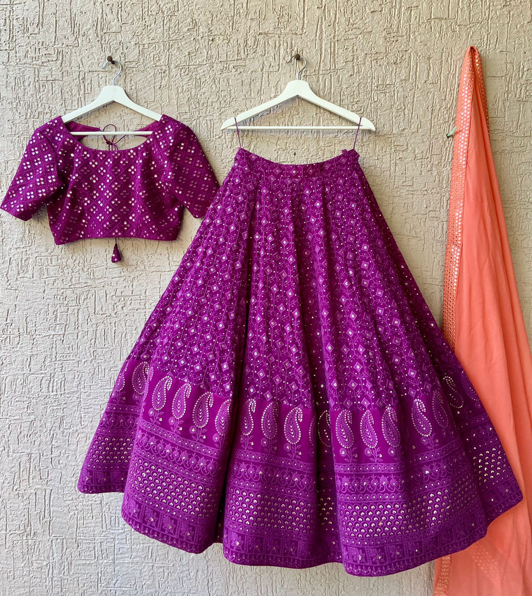 Purple Chikankari Lehenga