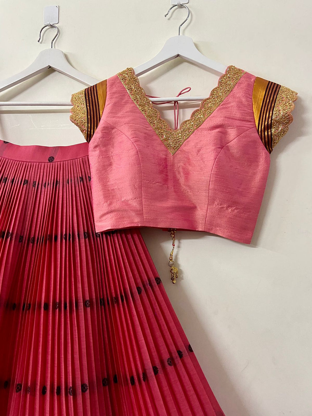 Pink Semi Silk Naranaypet Lehenga