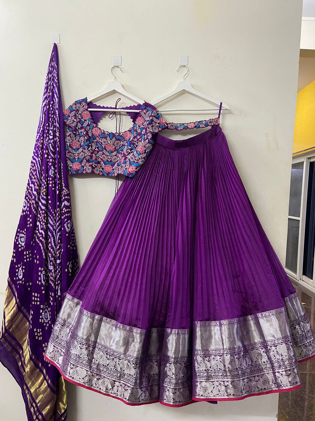 Purple Mangalgiri Silk Lehenga