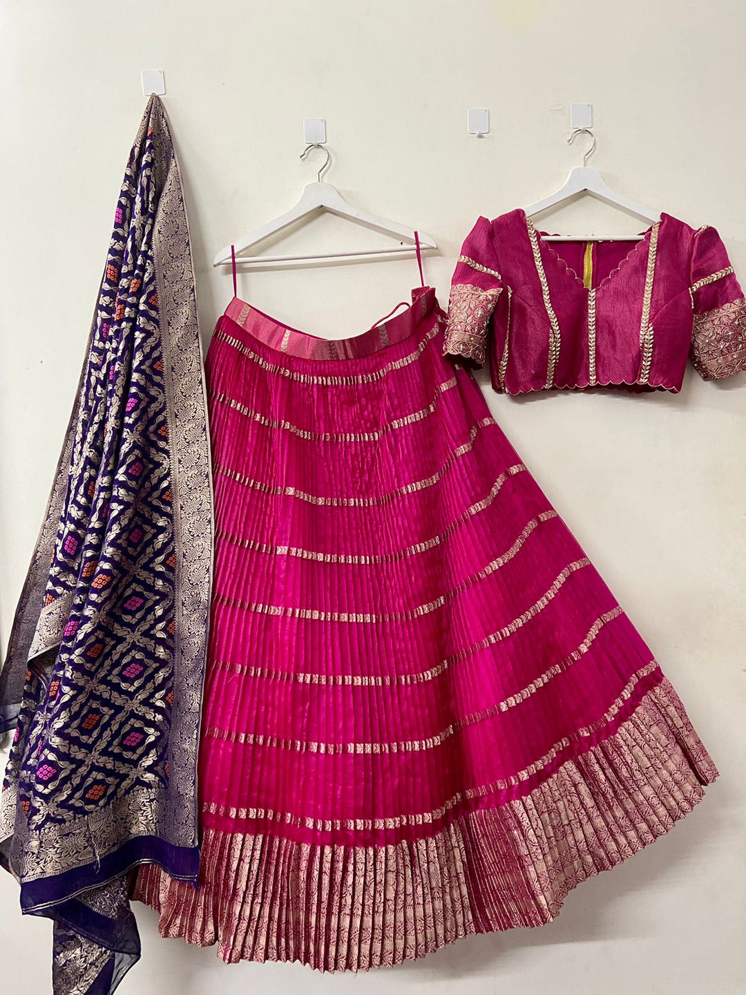 Pink Organza Silk Lehenga