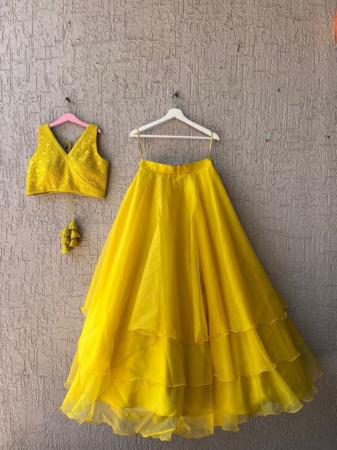 Yellow Organza Lehenga