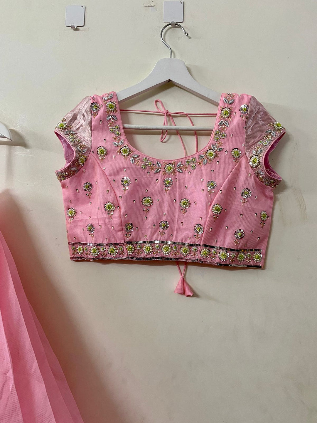 Mangalgiri Baby Pink Lehenga