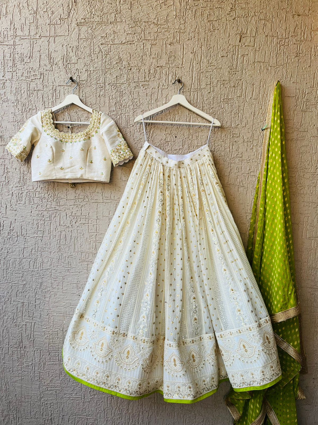 White Chikankari Lehenga