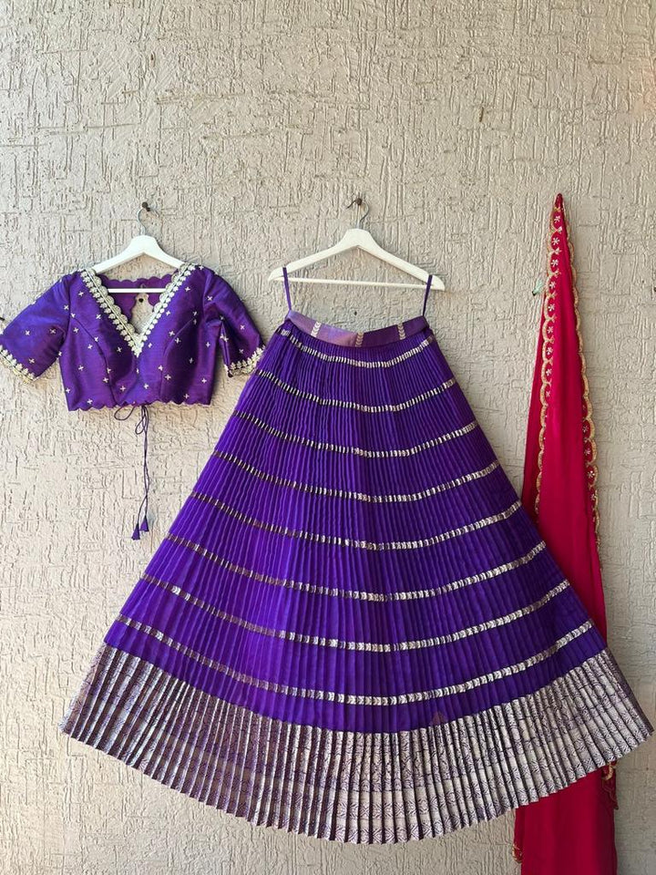 Purple Organza Silk Lehenga