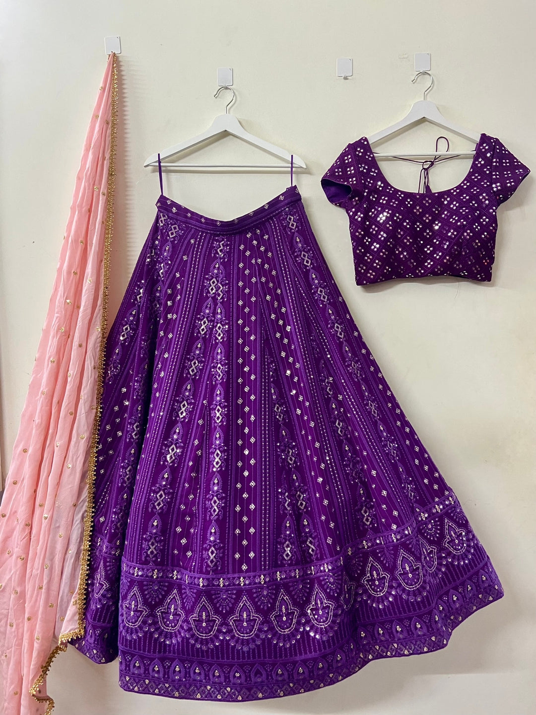 Purple Chikankari Lehenga