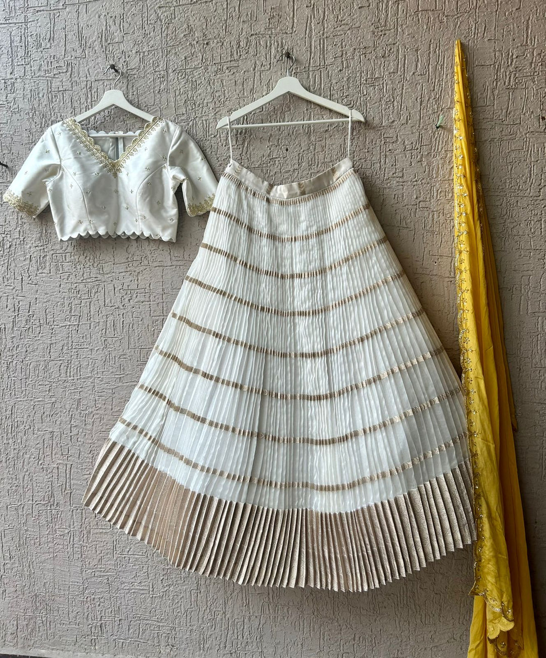 White Organza Silk Lehenga
