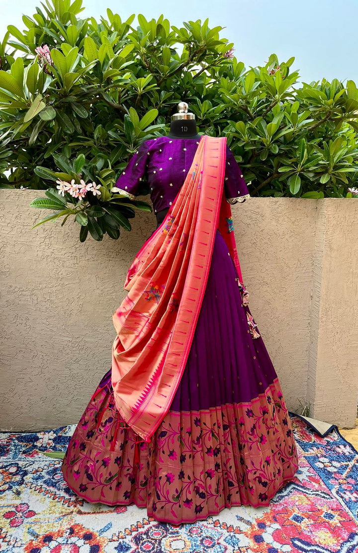 Purple Paithani Silk Lehenga