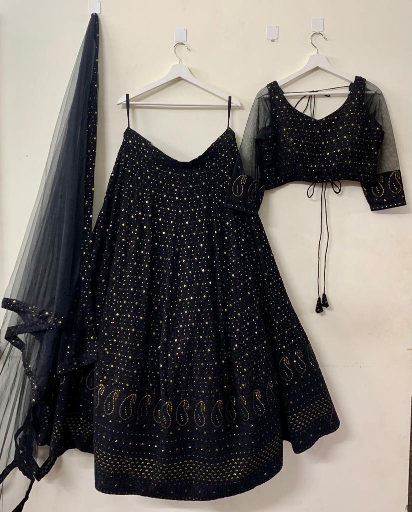Black Lehenga with Chikankari Work