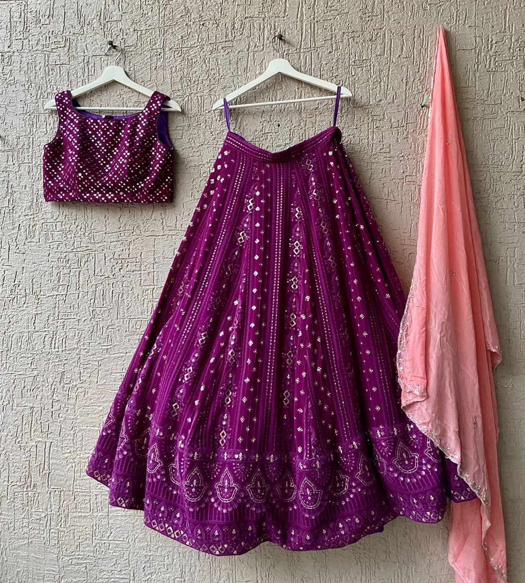 Purplish Chikankari Lehenga