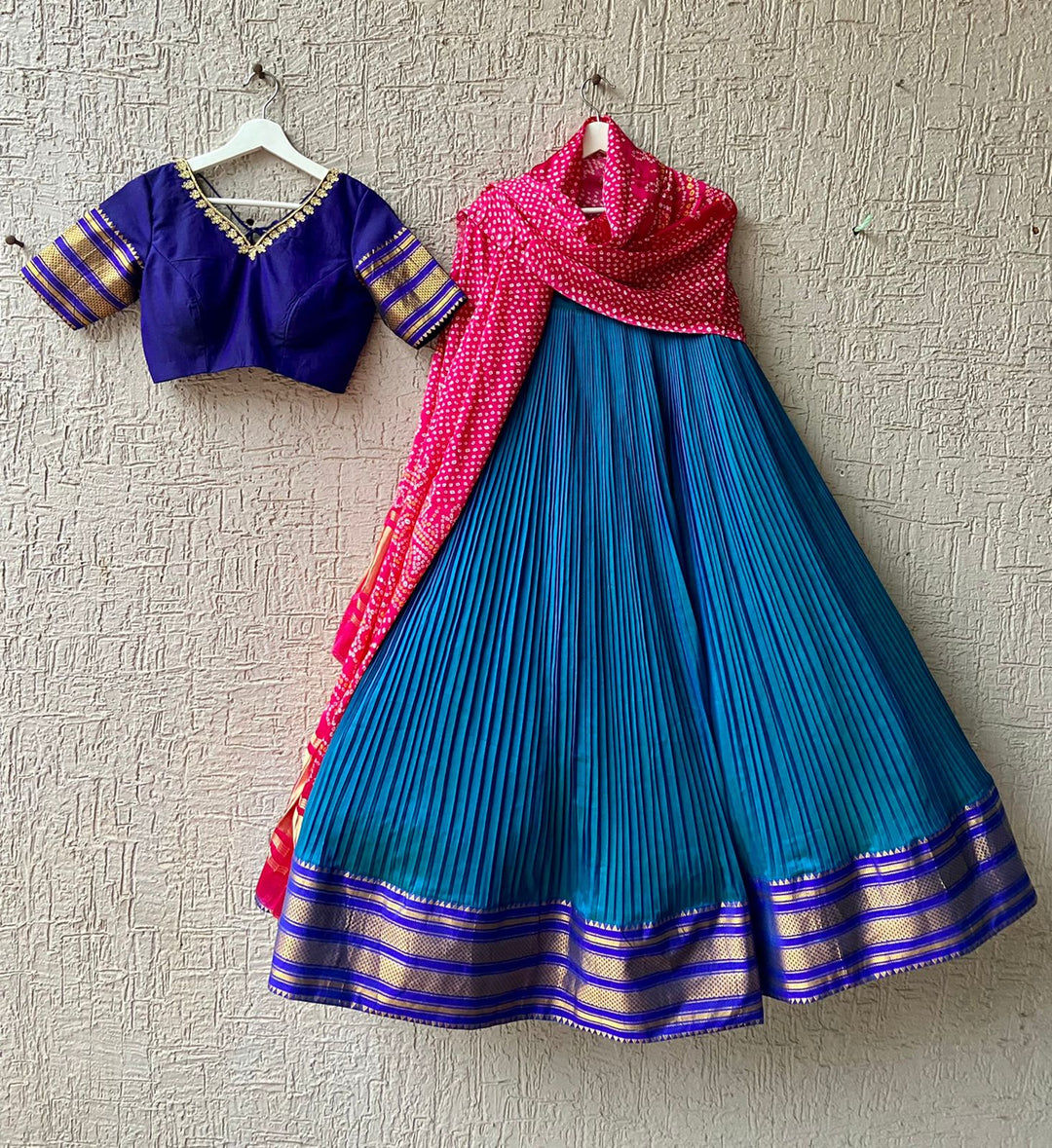 Peacock Blue Pure Silk Narayanpet Lehenga