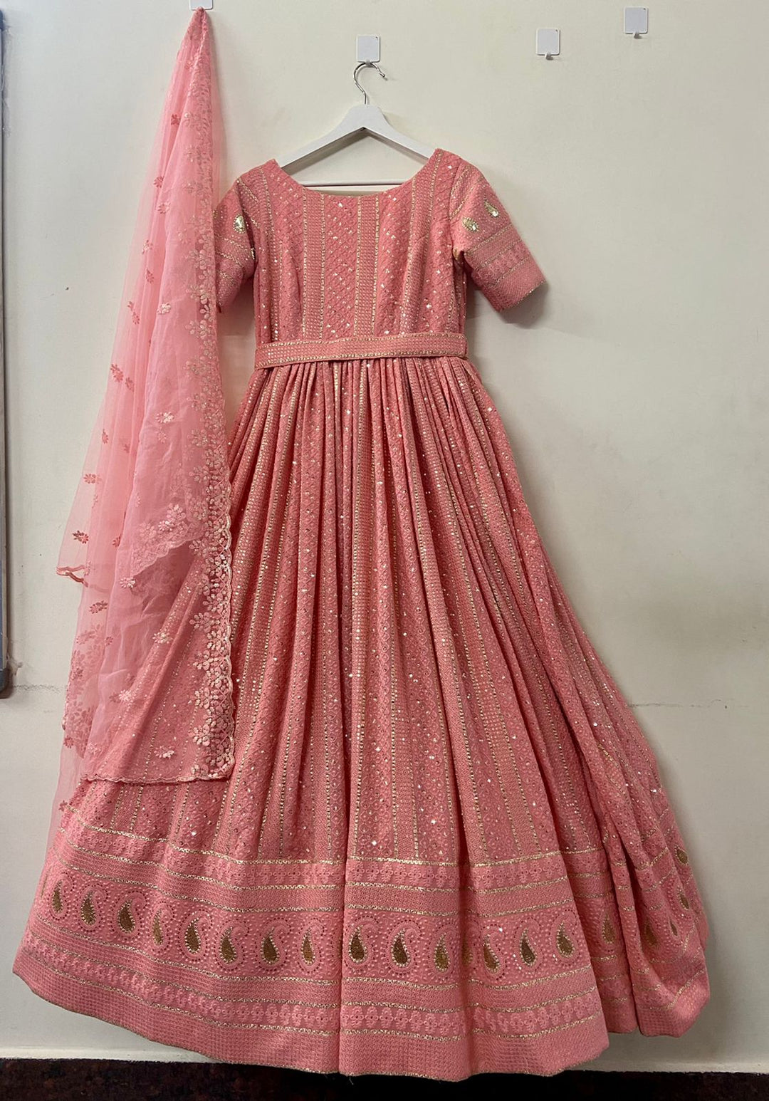 Peach Chikankari Dress