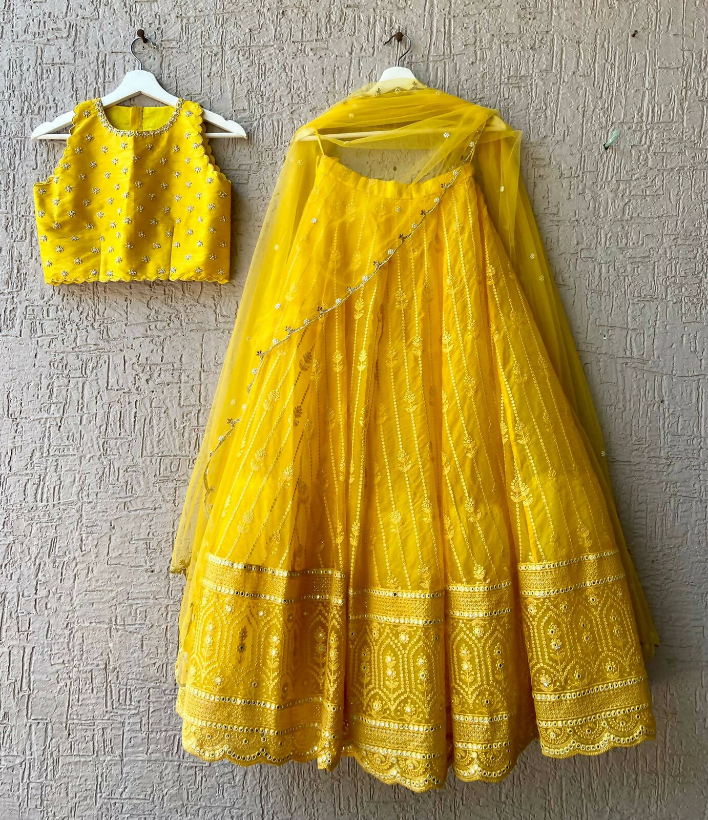 Yellow Chikankari Lehenga