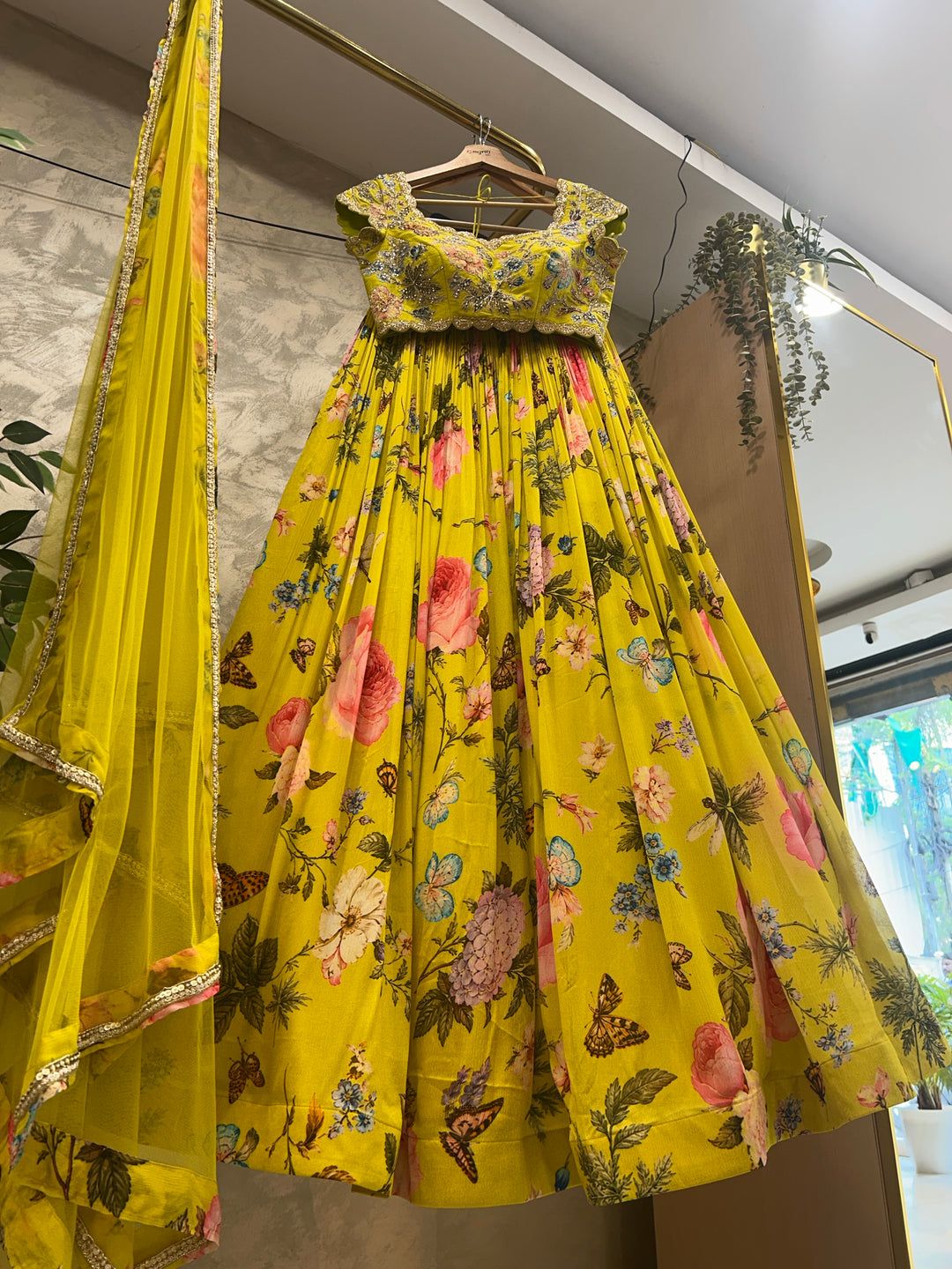 Yellow Floral Lehenga