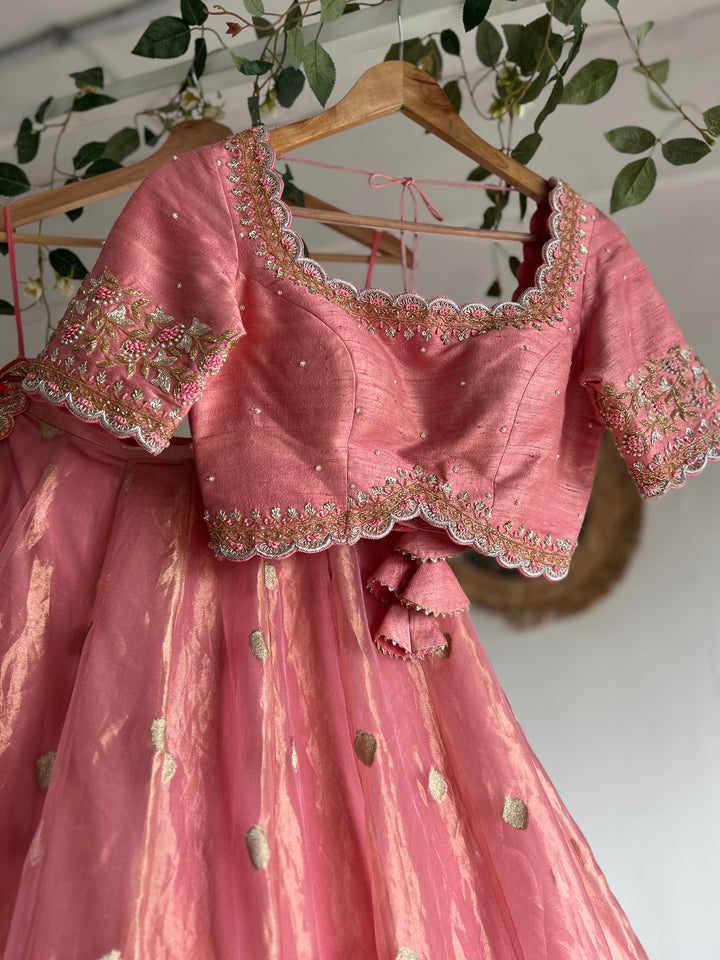 Pink Tissue Lehenga