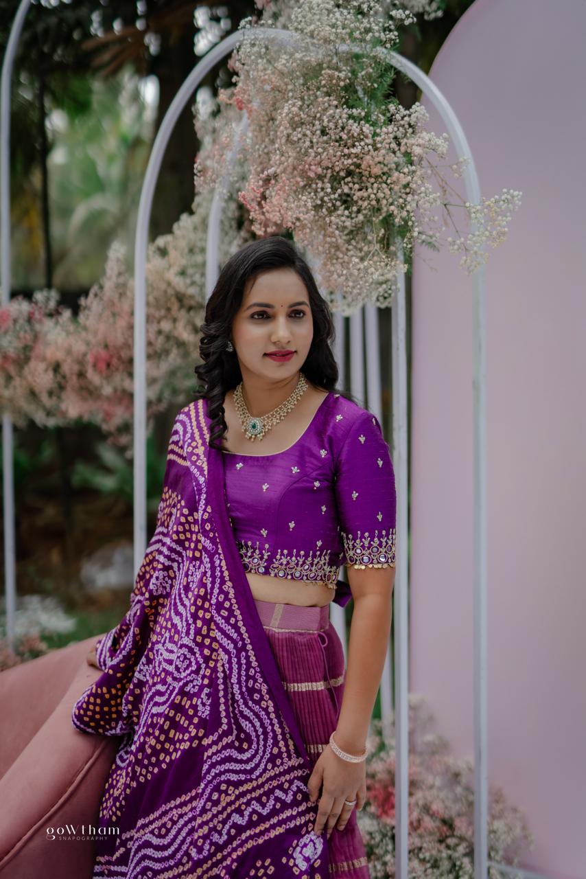 Purple & Lavendar Organza Silk Lehenga