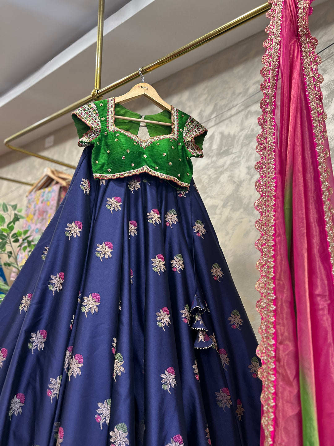 Blue & Green Banaras Silk Lehenga