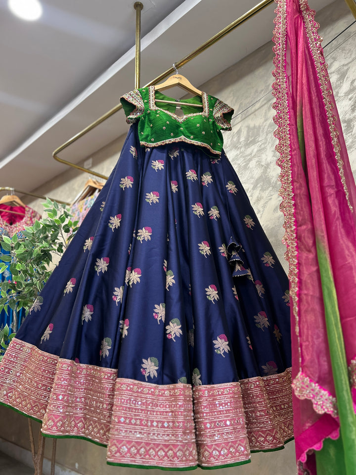 Blue & Green Banaras Silk Lehenga