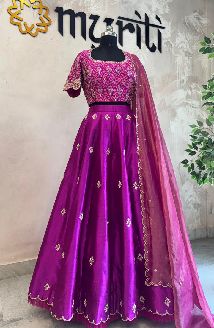 Purple Bridal Silk Lehenga
