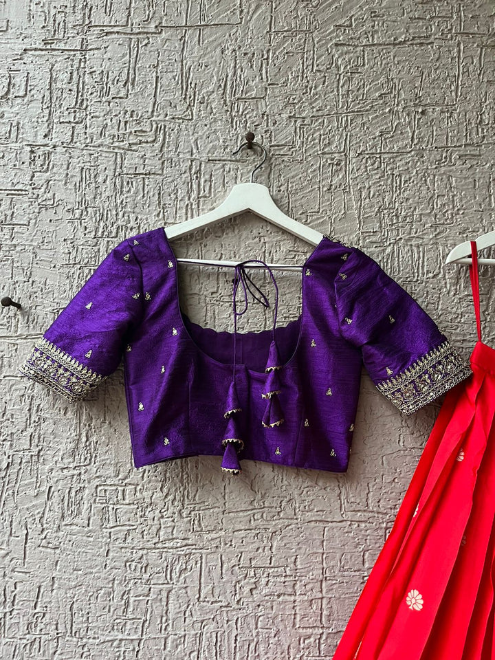 Purple & Red Paithani Silk Lehenga