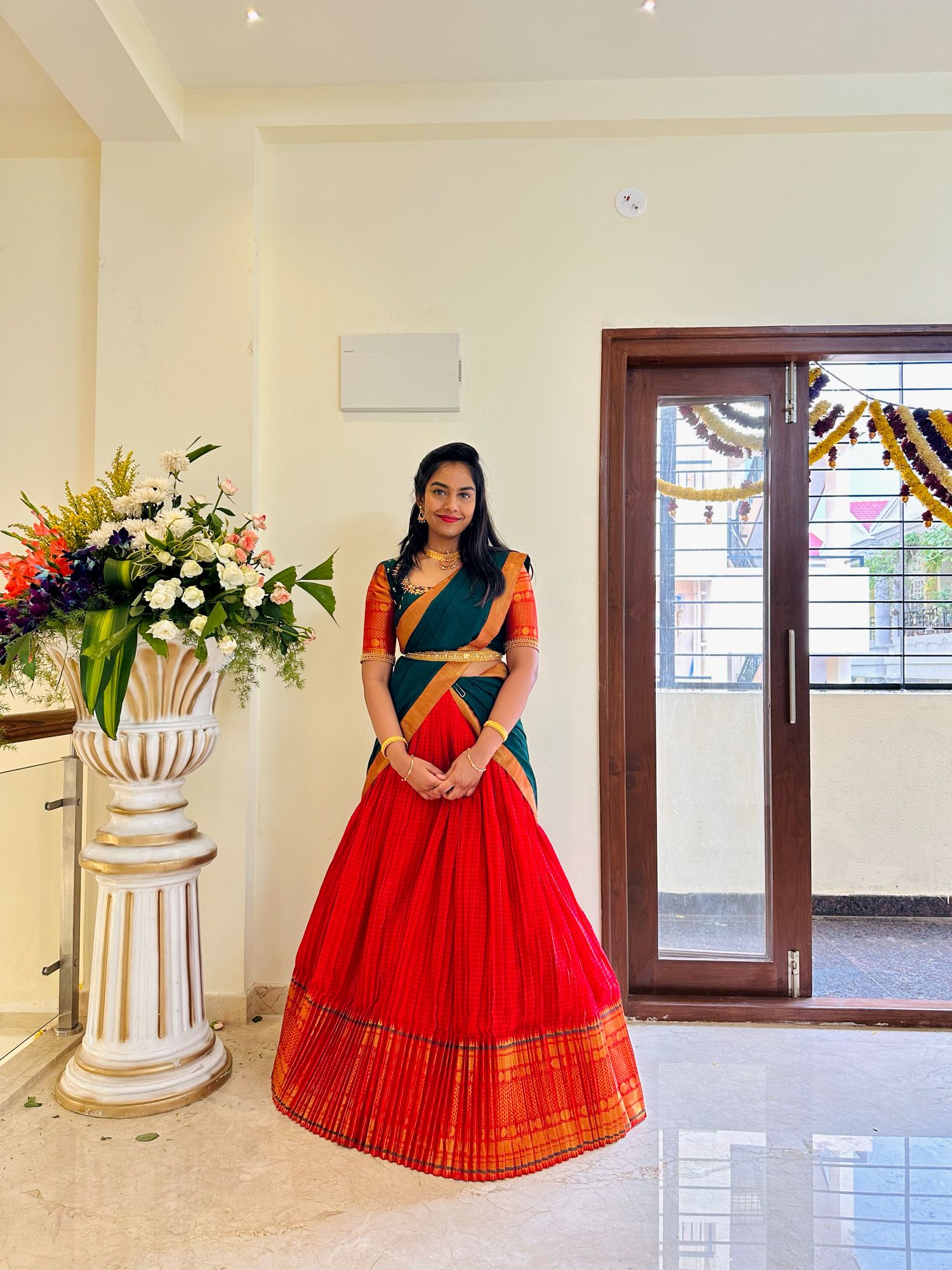 Sungudi half saree set Gown with... - Rithishka collection | Facebook