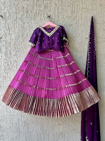 Purple & Lavendar Organza Silk Lehenga