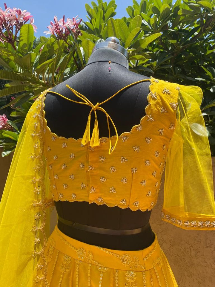 Yellow Chikankari Lehenga