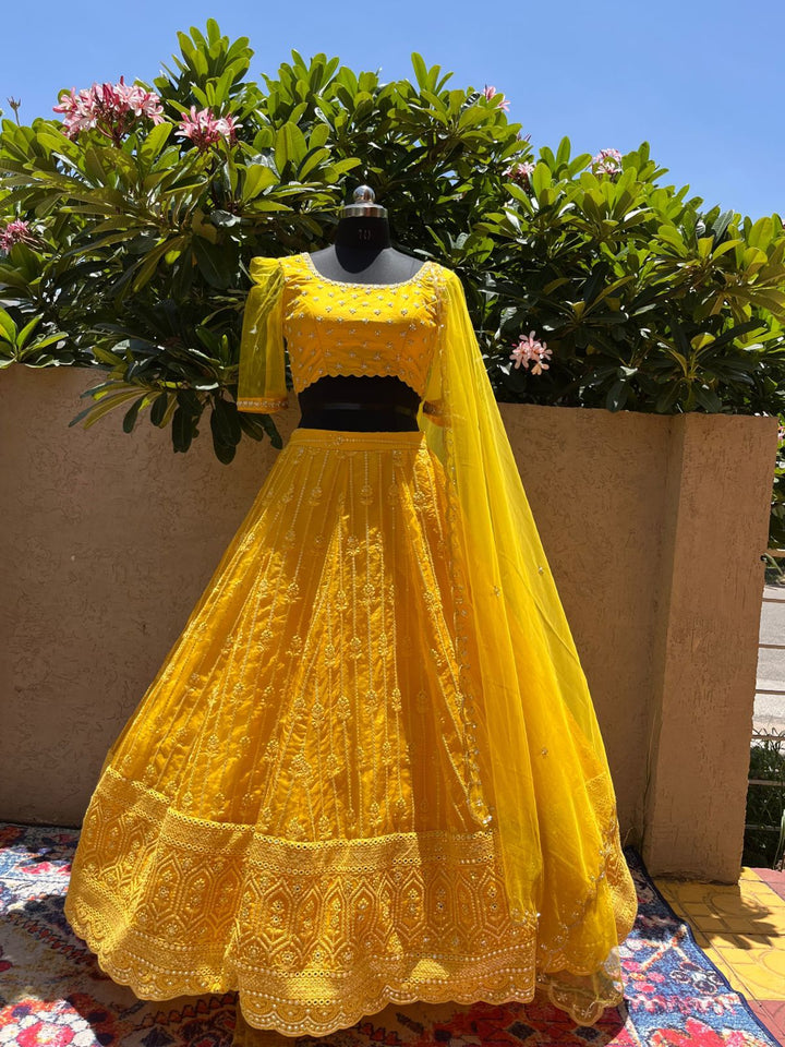 Yellow Chikankari Lehenga